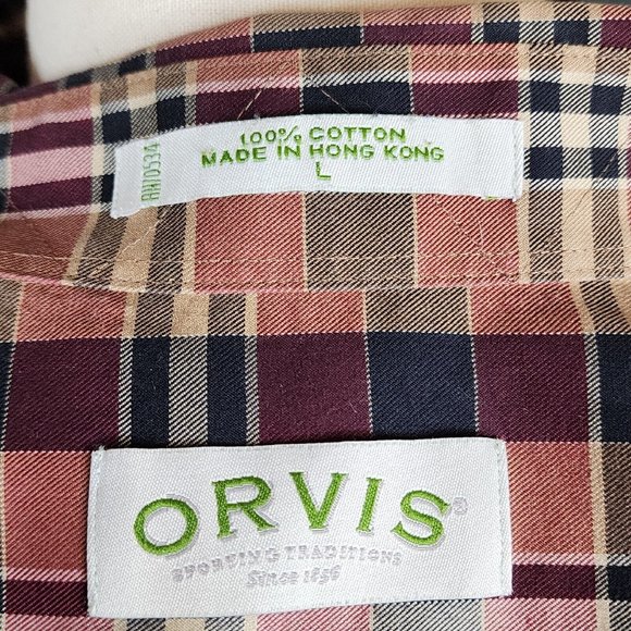 Orvis Brown and Black Plaid Button Down Men's Shirt Size L - Picture 5 of 6